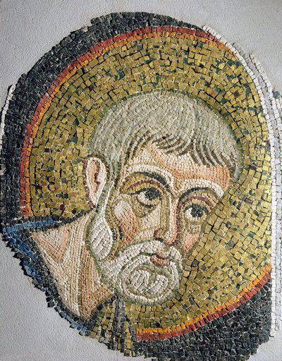 Johannes der Täufer: Fragment eines Mosaiks aus der Basilica Ursiana, der ehemaligen Kathedrale von Ravenna von Italian School